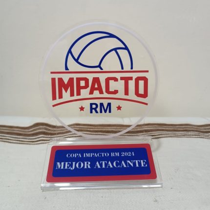 Trofeos temáticos de Voley Material madera con acrílico metalizado