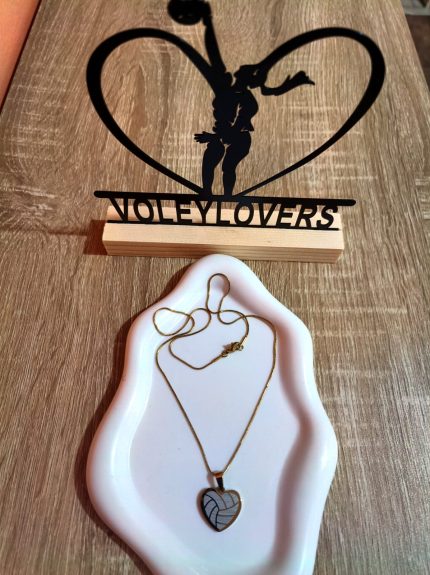 Cadena Dorada en forma de Corazon - Volleyball Blanco